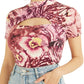 Blusa recortada Gwen feminina GUESS rosa tamanho médio
