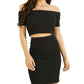 GUESS Top Feminino France Canelado Ombro a Ombro Preto Tamanho X-G