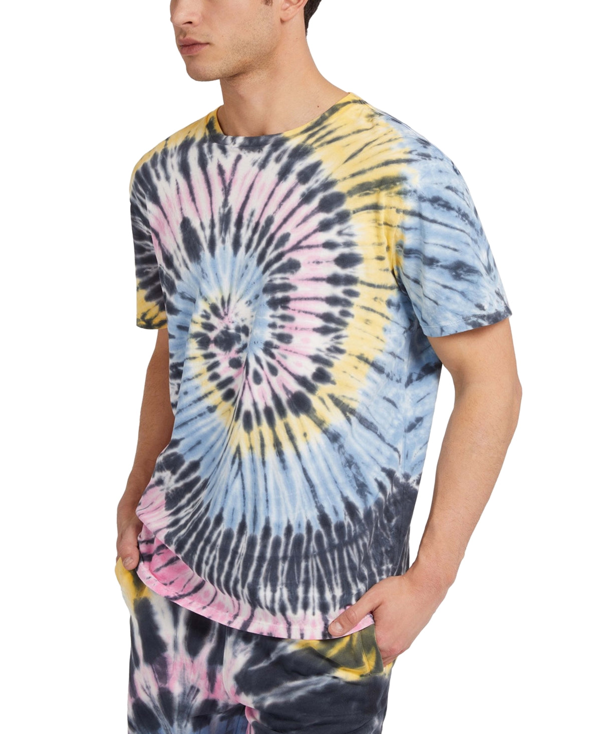 Camiseta masculina GUESS Lemon Mist Tie Dye Azul Tamanho XX-G