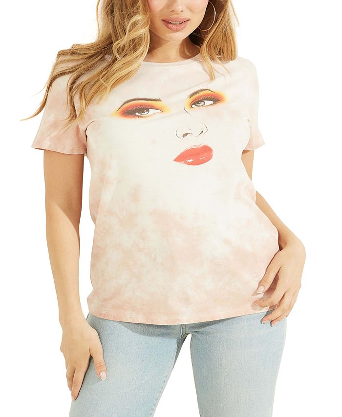 Camiseta feminina GUESS Stargazing Easy de algodão, bege, tamanho grande