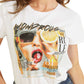 Camiseta feminina GUESS de algodão com estampa gráfica e detalhes, branca, tamanho X-S