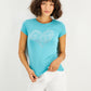 Camiseta feminina GUESS com estampa de coração, azul, tamanho pequeno
