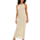 Vestido longo feminino GUESS Ramona Pointelle Halter, marrom, tamanho médio