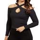 Top cruzado com ombros de fora feminino GUESS, preto, tamanho X-G
