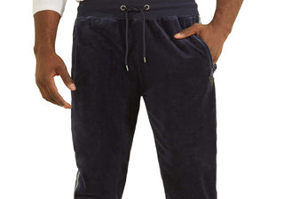 Calça jogger listrada de veludo Fulham masculina da Guess, azul, tamanho P