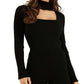 Suéter feminino GUESS Colette Rib Knit com recorte de gola alta, preto, tamanho médio