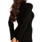 Suéter feminino GUESS Colette Rib Knit com recorte de gola alta, preto, tamanho médio