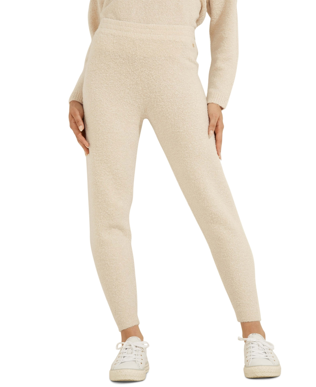 Calça de corrida feminina GUESS Es Reeda bege tamanho médio