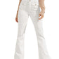 Calça jeans feminina GUESS Jossy de cintura alta e boca de sino, branca, tamanho 29