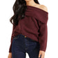 Suéter feminino GUESS Gerri com nervuras e ombros de fora, vermelho, tamanho X-G