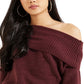 Suéter feminino GUESS Gerri com nervuras e ombros de fora, vermelho, tamanho X-G