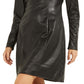 Vestido curto feminino GUESS Elena de couro sintético, preto, tamanho pequeno