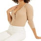 Blusa Henley com Logo em Malha Rib GUESS Feminina Marrom Tamanho P