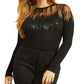 Suéter feminino GUESS Claudine com glitter e strass canelado, preto, tamanho pequeno