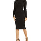 Suéter feminino GUESS Caren com gola redonda canelada, preto, tamanho médio