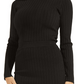 Suéter feminino GUESS Caren com gola redonda canelada, preto, tamanho médio
