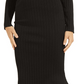 Suéter feminino GUESS Caren com gola redonda canelada, preto, tamanho médio