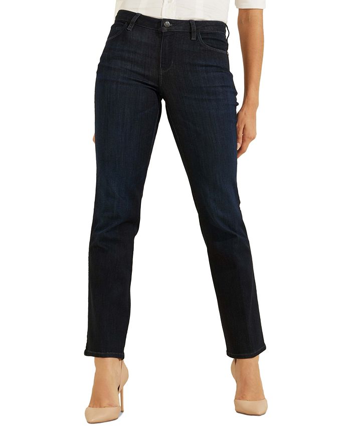 Calça jeans feminina sexy de perna reta GUESS, azul, tamanho 28x32