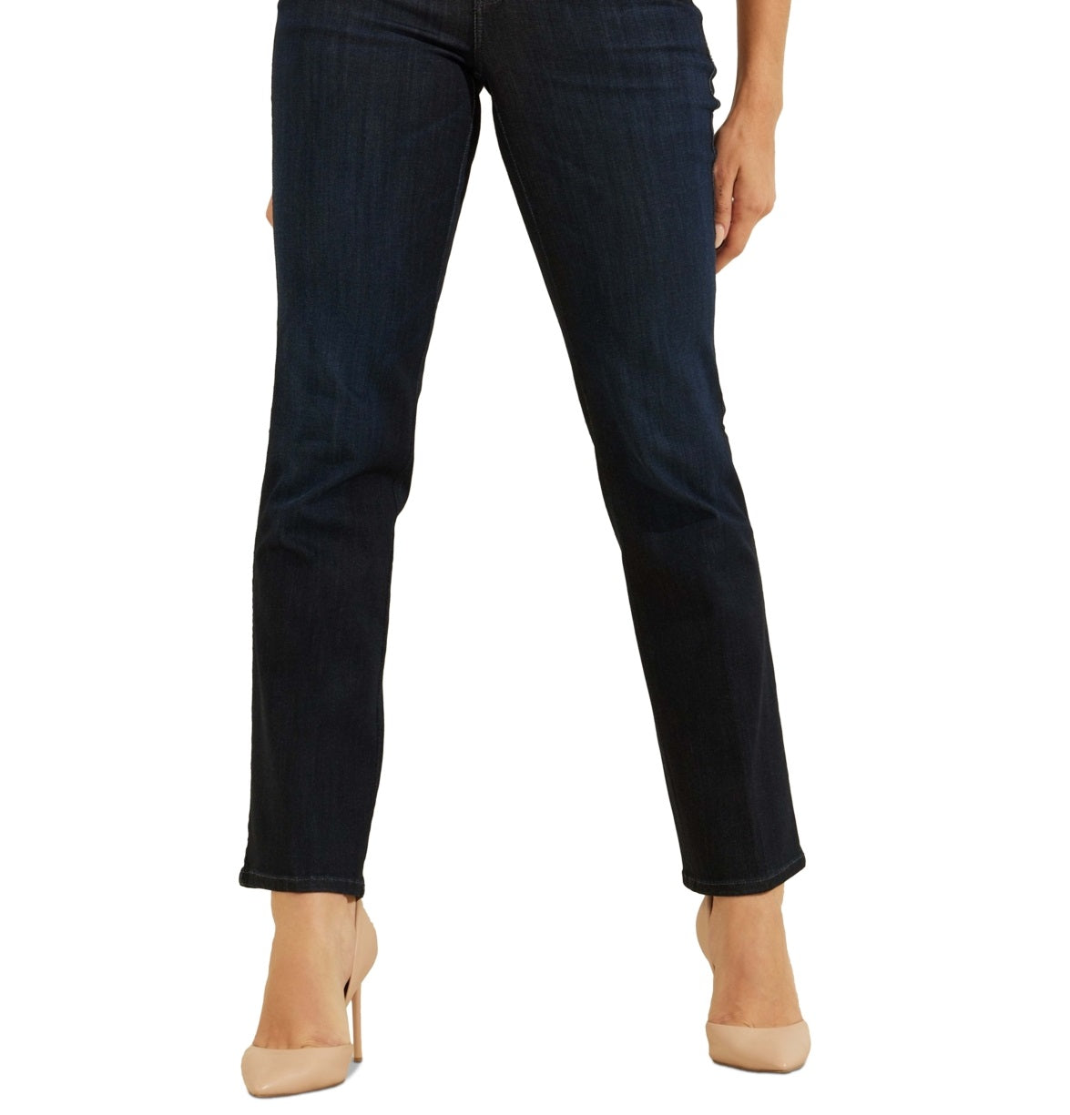 Calça jeans feminina sexy de perna reta GUESS, azul, tamanho 28x32