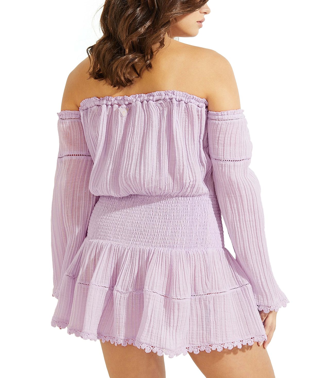 Vestido curto Debby ombro a ombro GUESS feminino roxo tamanho grande