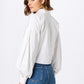 Camisa curta feminina GUESS Savina Cotton com amarração frontal, branca, tamanho pequeno