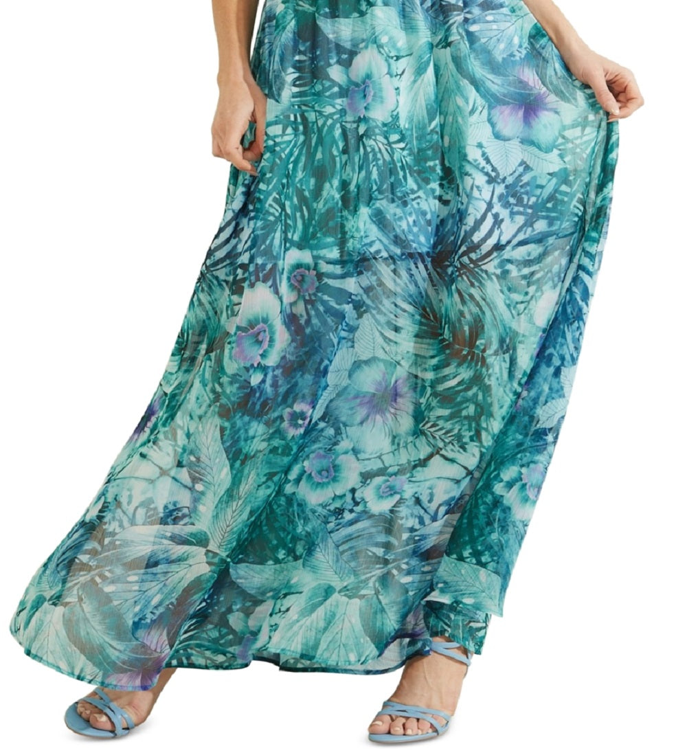 Vestido longo feminino Chrissy da GUESS, azul, tamanho médio