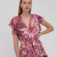 Vestido GUESS Feminino Rosa Estampa Floral Manga Flutter Rosa Tamanho Médio