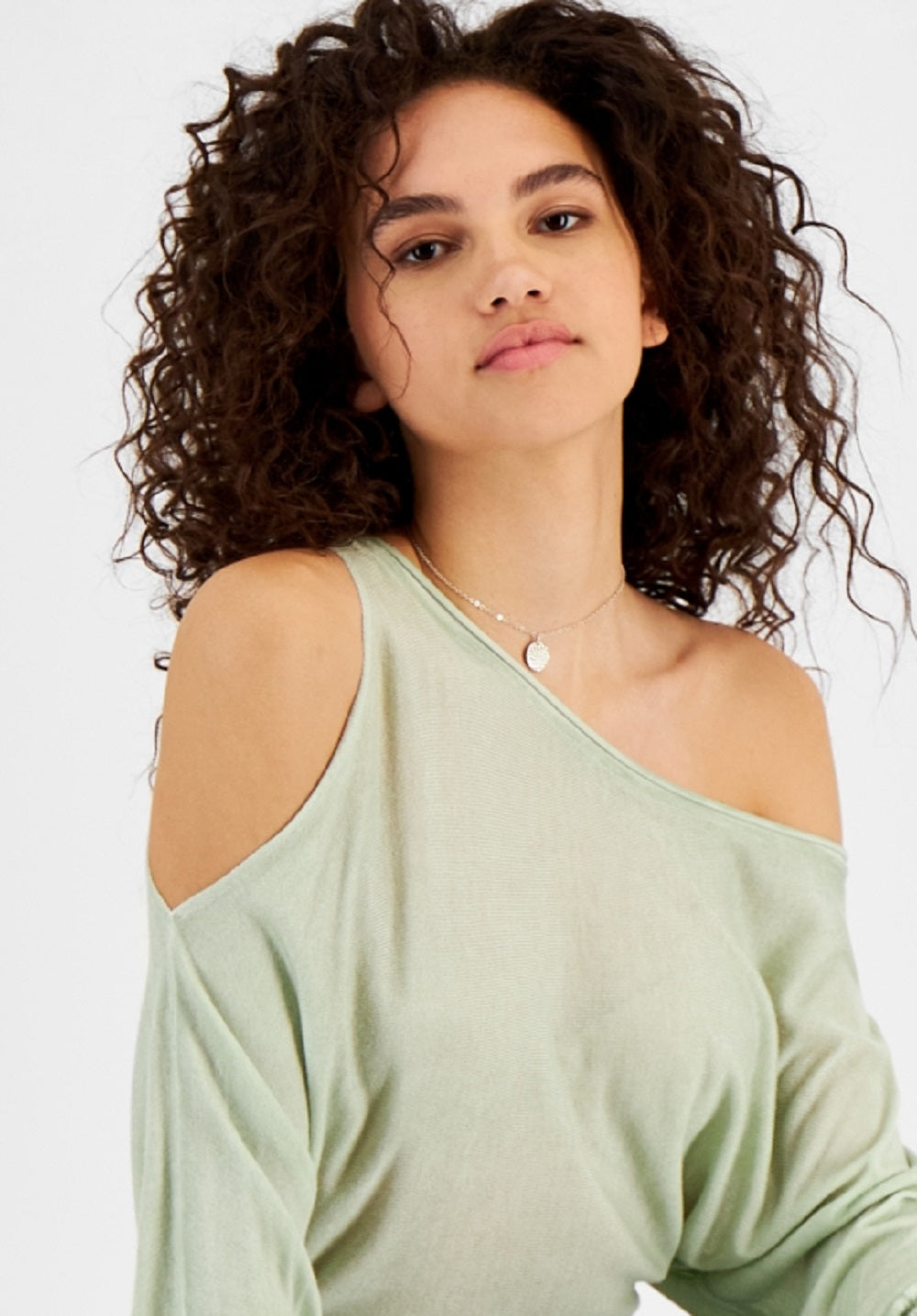 Suéter GUESS Audrey One Shoulder Feminino Verde Tamanho Grande