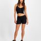 Shorts canelados GUESS Denise feminino, preto, tamanho médio