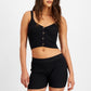Shorts canelados GUESS Denise feminino, preto, tamanho médio