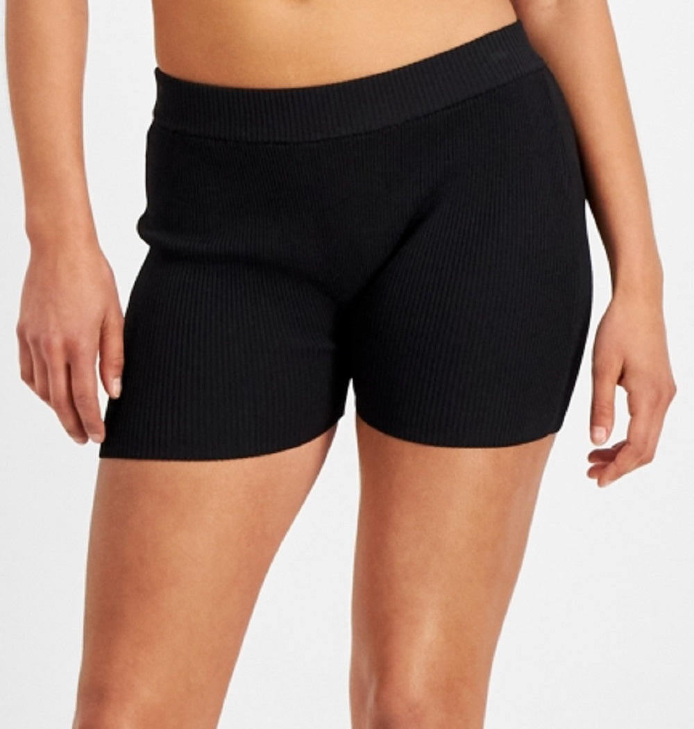 Shorts canelados GUESS Denise feminino, preto, tamanho médio