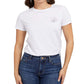 Camiseta feminina GUESS Social Hour de algodão com estampa gráfica, branca, tamanho extragrande