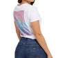 Camiseta feminina GUESS Social Hour de algodão com estampa gráfica, branca, tamanho extragrande