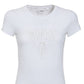 Camiseta feminina GUESS com logo e ilhós, branca, tamanho extragrande