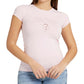 Camiseta feminina GUESS com logo e ilhós, rosa, tamanho pequeno