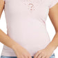 Camiseta feminina GUESS com logo e ilhós, rosa, tamanho pequeno