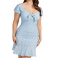 Vestido curto GUESS Breanna com ilhós azul tamanho pequeno para mulheres