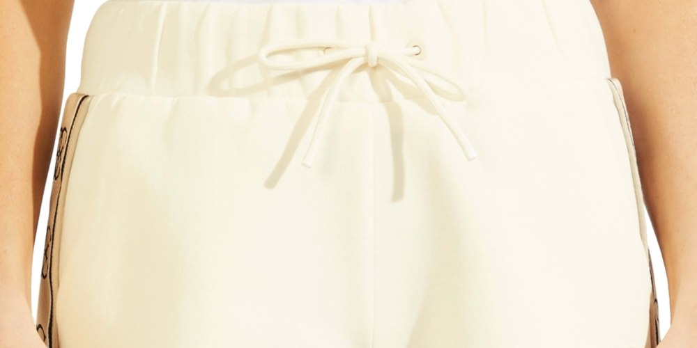 Shorts GUESS Britney com cordão para mulheres, branco, tamanho grande