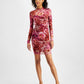 Vestido curto estampado Jemma feminino GUESS, rosa, tamanho médio
