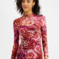 Vestido curto estampado Jemma feminino GUESS, rosa, tamanho médio