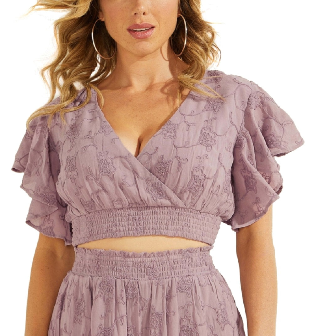 Top curto GUESS Dexie feminino roxo tamanho X-G