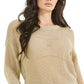 Suéter feminino GUESS Kara Open Stitch marrom tamanho médio