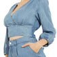 GUESS Crop Top Faux Wrap Feminino Tamanhos Sortidos Pequeno