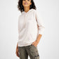 GUESS Moletom com capuz feminino Effie Metallic Logo, branco, tamanho X-S