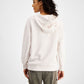 GUESS Moletom com capuz feminino Effie Metallic Logo, branco, tamanho X-S