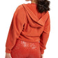 GUESS Moletom com capuz feminino Deanna Tie Hem marrom tamanho médio