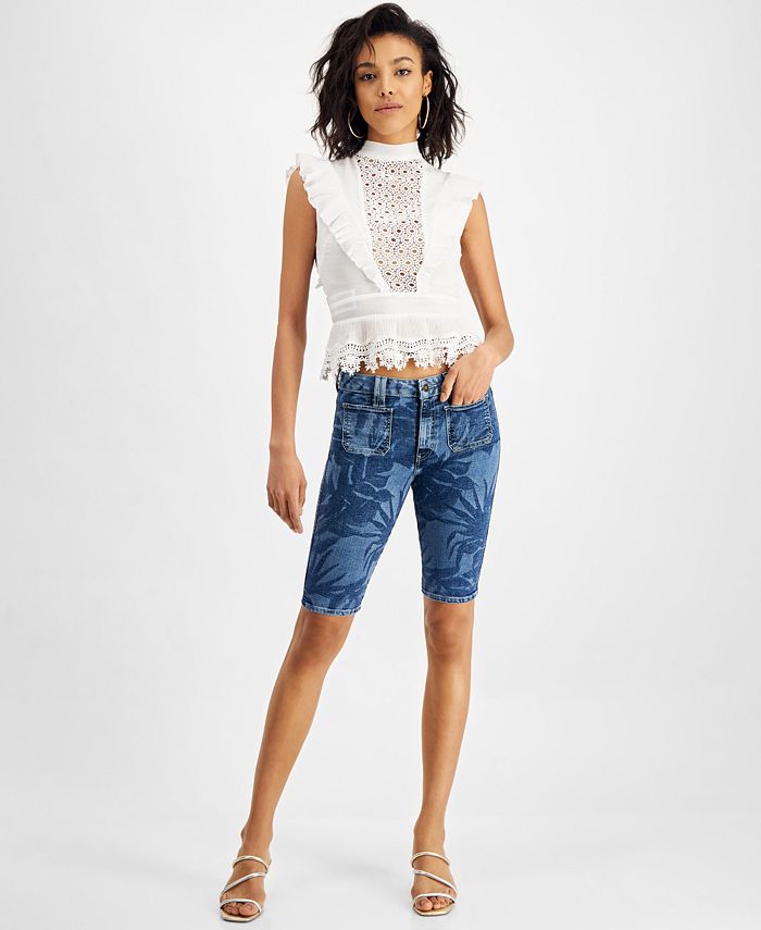 Bermuda jeans feminina GUESS Mika azul tamanho 28