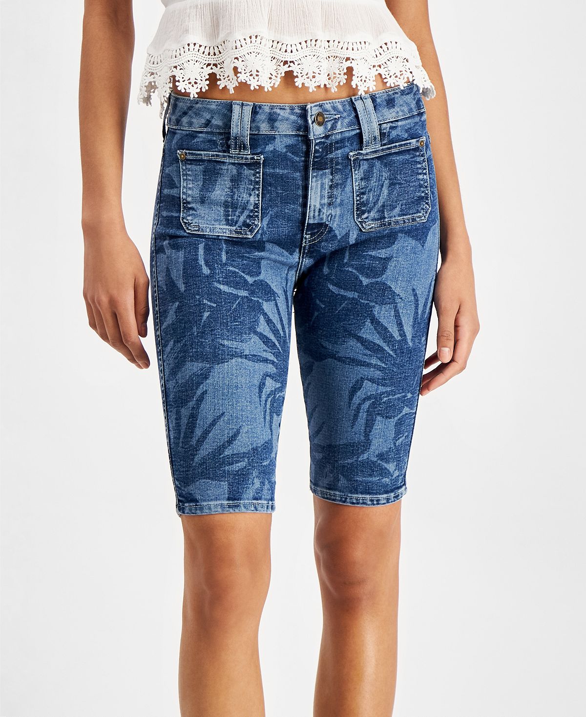Bermuda jeans feminina GUESS Mika azul tamanho 28