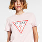 Camiseta feminina GUESS com estampa de logotipo rosa, tamanho X-S