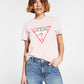 Camiseta feminina GUESS com estampa de logotipo rosa, tamanho X-S